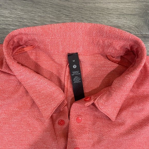 Lululemon Snap Front Performance Short Sleeve Polo Golf Shirt Salmon Medium M - Picture 2 of 6